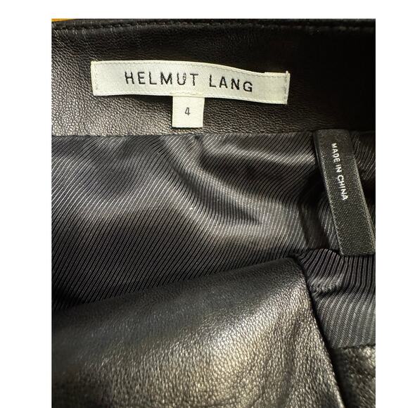 HELMUT LANG Black Leather Mini Skirt Button Front in Size 4 - Picture 7 of 9